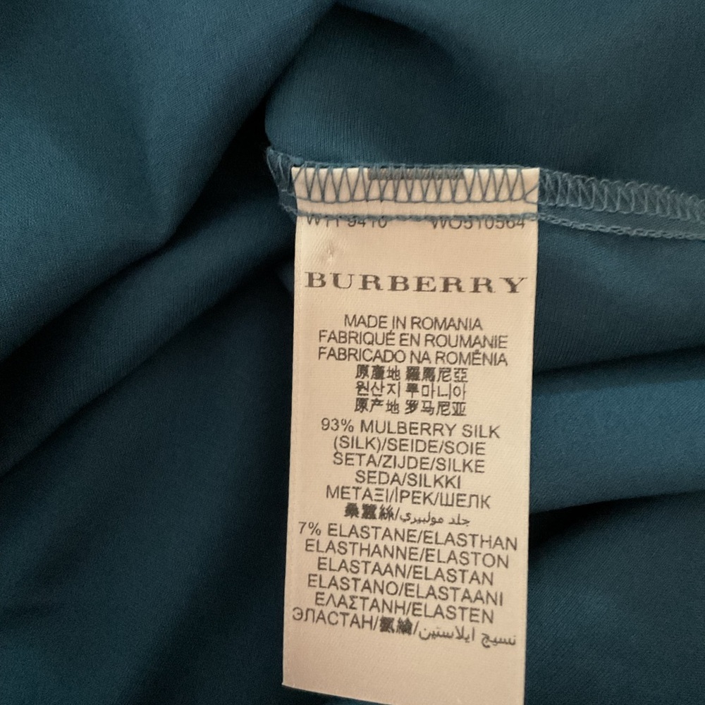 Burberry of London Deep Teal Button Down Blouse Size 12 - Picture 8 of 11